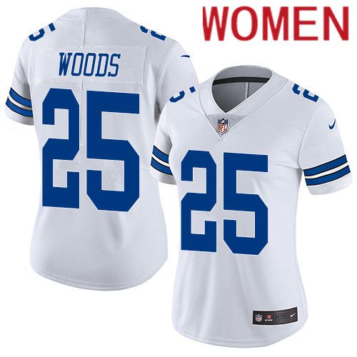 Women Dallas Cowboys #25 Xavier Woods Nike White Vapor Limited NFL Jersey->women nfl jersey->Women Jersey